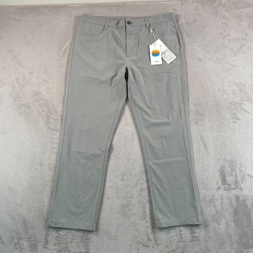 Vuori Meta Pants Men 34x27 Driftwood Athletic Slim Fit 5-Pocket Stretch NWT $128